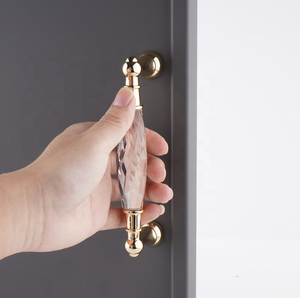Handle and <strong>Knob</strong> Kosin Handle Furniture Hardware Glass <strong>Crystal</strong> Luxury Handle <strong>Knob</strong> Transparent and Black Color - Product Image 1