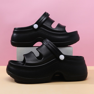 Sandales compensées Guru pour femme en EVA respirant, style bouche de poisson, antidérapantes, pour l'été et la plage, coloris blanc, noir, rose vif, marron - Product Image 2