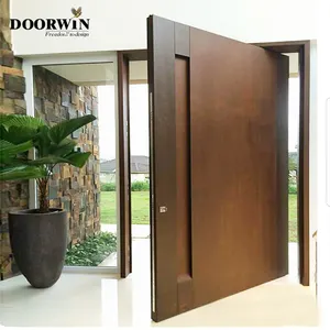 2023 Doorwin traditional customized design oak pine cherry solid wood entry pivot hinged swings both ways doors