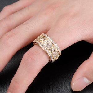 Anillo de Plata 925 con Cruz y Circonitas, Diseño Moderno, Banda Ancha para Hombre y Mujer, Regalo de Lujo para Boda y Aniversario - Product Image 3