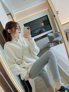 Suéter liso para mujer con solapa de punto Top informal para Otoño Invierno ropa cálida para mujer 6355 # - Product Image 4