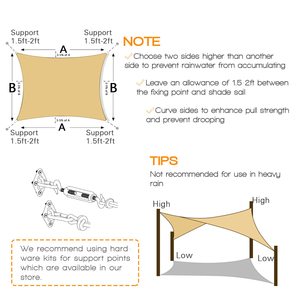 Bloc UV 10 'x 13' 185GSM voiles <span class=keywords><strong>d</strong></span>'ombre de rectangle pour le jardin de patio extérieur - Product Image 6