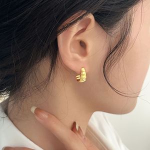 S925 Sterling <b>Silver</b> <b>Stud</b> Earrings Gold C Shape Minimalist Fashion Everyday Wear - Product Image 2
