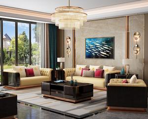 Fábrica al por mayor Ventas calientes Juego <span class=keywords><strong>de</strong></span> muebles <span class=keywords><strong>de</strong></span> sala <span class=keywords><strong>de</strong></span> estar Sofá <span class=keywords><strong>de</strong></span> cuero naranja <span class=keywords><strong>de</strong></span> lujo <span class=keywords><strong>Sofás</strong></span> combinados con marco <span class=keywords><strong>de</strong></span> acero inoxidable dorado - Product Image 4