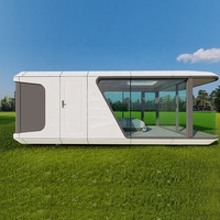 Maison capsule spatiale moderne en aluminium pour bureau et villa, préfabriquée, isolée thermiquement et résistante à l'humidité, design incurvé/rectangulaire