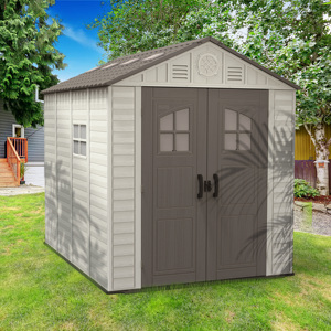 Abri <span class=keywords><strong>de</strong></span> jardin en résine robuste, armoire <span class=keywords><strong>de</strong></span> <span class=keywords><strong>rangement</strong></span> extérieure avec structure en plastique, facile à assembler pour <span class=keywords><strong>patio</strong></span> et garage - Product Image 4