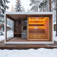 Sauna et douche extérieurs modulaires intégrés à montage facile, cabine de bien-être intelligente pour 3 personnes avec chauffage