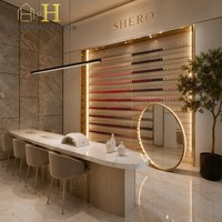 Aménagement complet de salon de coiffure sur mesure, conception d'intérieur tout-en-un avec postes de travail, mobilier de salon, fournitures pour salon de coiffure