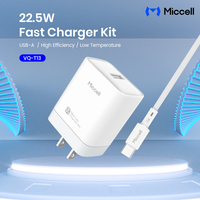 Kit de chargeur rapide universel Miccell 22,5 W avec QC 3.0 & Mi Turbo et coque en PC ignifuge pour une recharge en voyage sécurisée