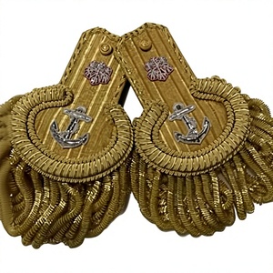 Epaulettes de Hombro Clásicas Bordadas en Lona Azul, Personalizadas, de Alta Calidad, con Flecos, para Banda de Marcha - Product Image 1
