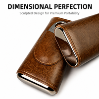 Étui à cigares portable de luxe en cuir pour 3 cigares, étui à cigares de voyage, boîte à cigares en cuir véritable, coupe-cigares en bois de cèdre espagnol