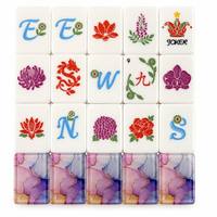 Tuiles de Mahjong Américaines en Acrylique Sculpté, Motif Floral Coloré de Luxe, pour Loisirs et Fêtes