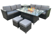 Ensemble de canapé en rotin portable et imperméable avec table foyer intégrée et rangement pour mobilier de jardin extérieur
