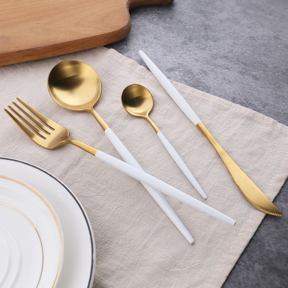 Western Royal Gold Cutlery Wedding Party Cutlery Spoon Knife Fork Set Flatware Fork Stainless Steel Kitchen Modern Support 4pcs · image 6