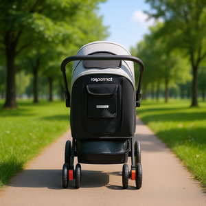 Poussette pour chien Roooinat à 4 roues, guidon réversible, capacité de 44 lb, noir et gris, pour chiens et chats, voyages - Product Image 2