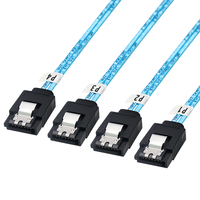Cable de Extensión para Disco Duro de 90 Grados, 4 SATA 3.0, Mini 4 SATA 3.0, 7 Pines, Adaptador para Placa Base de Computadora, con Blindaje Trenzado