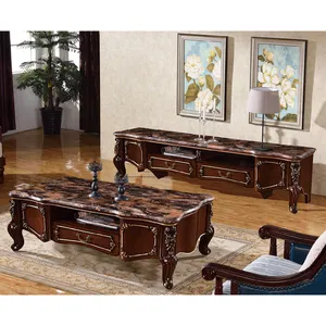 European antique royal coffee table and tv stand sets vintage wood coffee table with marble coffee table living room furniture