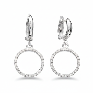 Forme ronde Design géométrique Dangle Clip sur boucles d'oreilles turc en gros à la main 925 bijoux en argent Sterling - Product Image 2