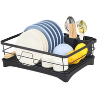 Égouttoir de comptoir en acier inoxydable pour la maison avec plateau de drainage et support pour ustensiles de cuisine, idéal pour la vaisselle