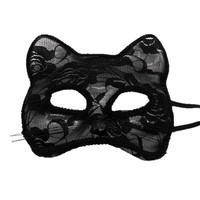 Masque de chat sexy en plastique/laçage pour Halloween, cosplay, mascarade, carnaval, fête, spectacle de scène, blanc et noir