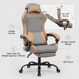 <span class=keywords><strong>Chaise</strong></span> de bureau ergonomique réglable en hauteur pour le <span class=keywords><strong>gaming</strong></span>, dossier haut, Silla Gamer, cuir respirant, base en acier, roulettes silencieuses, rotation à 360° - Product Image 3