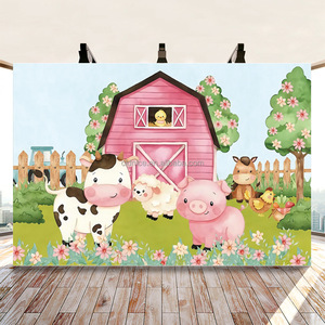 Bannière de fond de scène pour photographie, décorations de fête, accessoires photo pour garçons, thème animaux de la ferme, <span class=keywords><strong>Joyeux</strong></span> <span class=keywords><strong>Anniversaire</strong></span>, Halloween, Remise de diplôme - Product Image 5