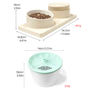 Pet 2-in-1 Water Fountain Automatic Ceramic Pet <b>Feeder</b> Eco-Friendly Plastic Water & Food Dispenser for Dog <b>Cat</b> - Product Image 3