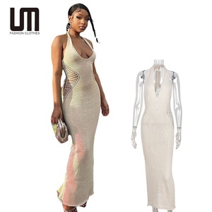 Liu Ming autunno donna <span class=keywords><strong>Sexy</strong></span> Streetwear Party Club lavorato a maglia scava fuori il vestito maglione aderente nero - Product Image 1