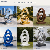 Sculpture d'art abstrait en acier inoxydable de grande taille RELONG, design moderne poli, personnalisable pour l'aménagement paysager public extérieur