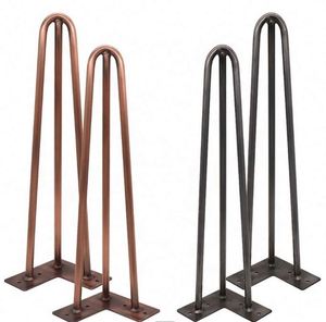 Heavy-Duty Black Chrome Powder Coated Iron Hairpin Design Coffee <b>Table</b> <b>Legs</b> Stylish 4pcs DIY Furniture for Hospital Living Room - Product Image 3