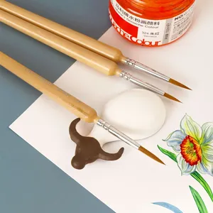 11 Modelos <span class=keywords><strong>de</strong></span> Pinceles <span class=keywords><strong>de</strong></span> Gancho con Mango <span class=keywords><strong>de</strong></span> Abedul para Acuarela, Óleo, Dibujo, <span class=keywords><strong>Pelo</strong></span> <span class=keywords><strong>de</strong></span> Comadreja Extra Fino y Suave, Pincel Pintado a Mano para Gouache y Pintura Acrílica - Product Image 6