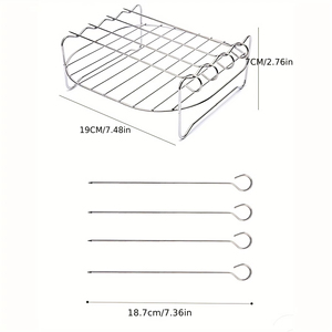 1 ensemble de grille de cuisson en acier inoxydable pour friteuse à air, avec 4 pics à viande, accessoires de cuisine - Product Image 6