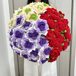 Decoración Floral Hecha a Mano de Ganchillo, Cabeza de Rosa Tejida a Mano de Lana para Eventos en el Hogar, Arreglos Florales, Regalo de Boda - Product Image 1