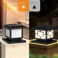 Nouvelle conception de lampe solaire LED extérieure à pilier avec 10W 30W 60W IP65 étanche en fer pour maison, jardin, cour, mur, clôture, portail