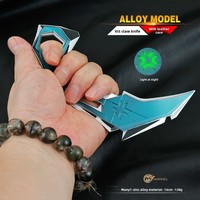 MANWUXING Modèle d'armes de jeu Valorant Couteaux à griffes VCT couleur dégradée fluorescente 16CM avec fourreau Jouet Zhejiang