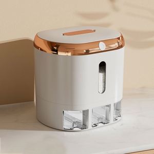 Vente en gros Récipient pour aliments polyvalent 3 grilles Boîte à grains sèche Bin en plastique scellé Seau de stockage de riz ménager - Product Image 1