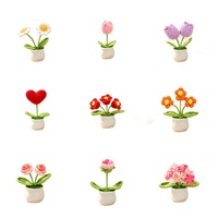 Ornement de bureau de luxe en fleur artificielle, tulipe à double tête tricotée à la main en fil de laine, accessoire décoratif