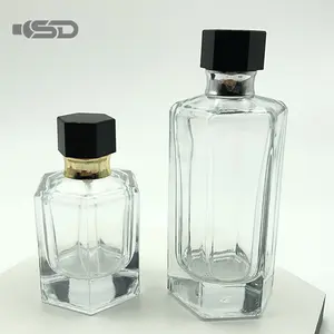 Suppliers 50ml 100ml Luxury Cosmetic Hexagonal Perfume Customize 50ml Square Bottle For Perfume