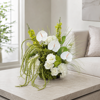Arrangement de fleurs artificielles Anthurium Rose Hortensia pour centre de table de mariage, décoration florale événementielle, vente en gros