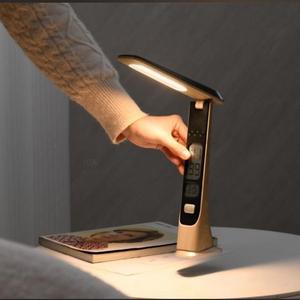 Modern Portable Rechargeable Battery 5W LED Desk Lamp Adjustable Novelty Design Eye Caring Clock Display <b>Small</b> Size Study - Product Image 5