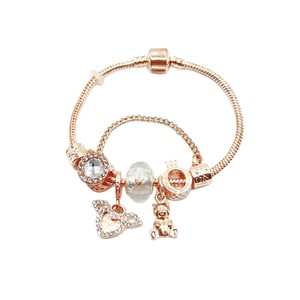 Bracciale <span class=keywords><strong>da</strong></span> donna in argento antico con corona rosa e tacchi alti, gioielli alla moda - Product Image 5