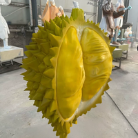 Grande sculpture géante en fibre de verre de fruits (fraise, durian, litchi) pour décoration de porte de magasin de fruits