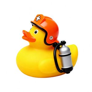 Jouets de bain en PVC personnalisés en gros, style canard pompier, avec motifs imprimés, pour la baignoire - Product Image 3