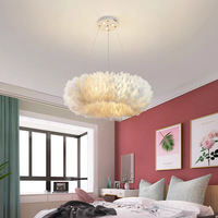 Luminaire suspendu en fer de style nordique moderne, plume créative, ovale moyen, pour lustres de filles, luminaires suspendus
