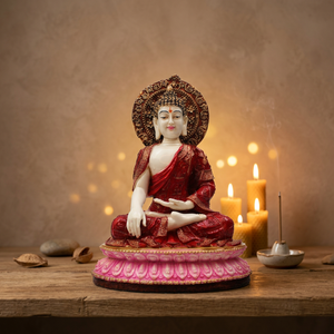Nirmala Handicrafts - Estatua de Buda Tradicional Hecha a Mano en Resina con Base de Loto |   Figura de Meditación para Decoración del Hogar y Espacios Espirituales - Product Image 3