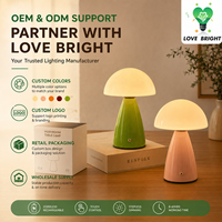 Lampe de table en céramique rechargeable en forme de champignon, USB-C, 3 températures de couleur, à intensité variable par toucher, sans fil, pour la décoration de la maison et des hôtels