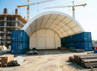 Abri dôme préfabriqué en conteneur, structure en acier résistante aux intempéries, couverture en PVC ignifuge et imperméable pour entrepôt