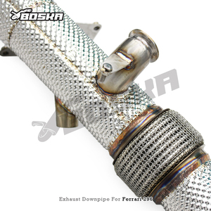 ท่อไอเสียเทอร์โบดาวน์ไปป์ OEM สำหรับ Ferrari 296 GTB V6 3.0 ปี 2021-2024 ทำจากสแตนเลส Boska Exhaust พร้อมแคทตาไลติกคอนเวอร์เตอร์และแผ่นกันความร้อน - Product Image 3