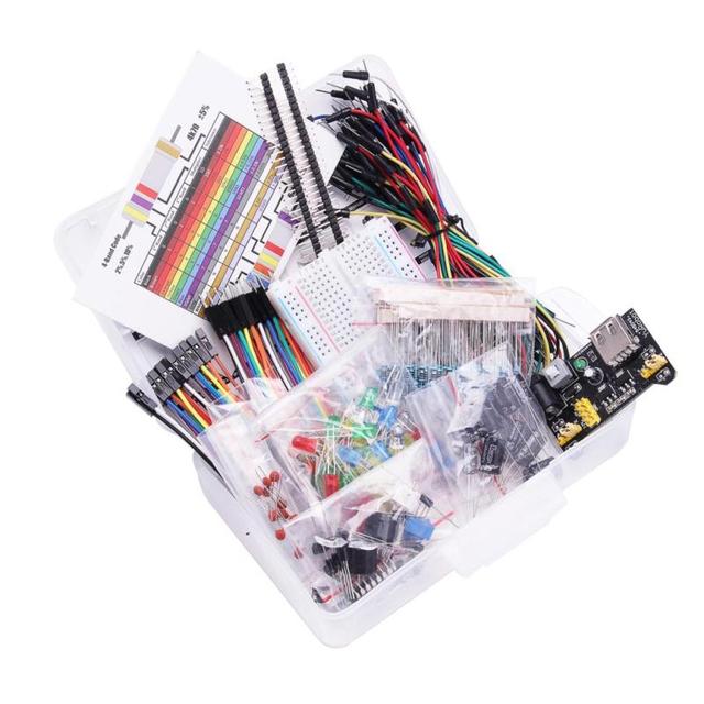 Electronics Component Basic Starter Kit with Bread Board Cable Electronic Components Kit Electronics