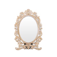 Miroir de courtoisie rectangulaire haut de gamme Art Déco en résine, fait main, blanc et or rose, avec motifs en relief, pour chambre à coucher et coiffeuse